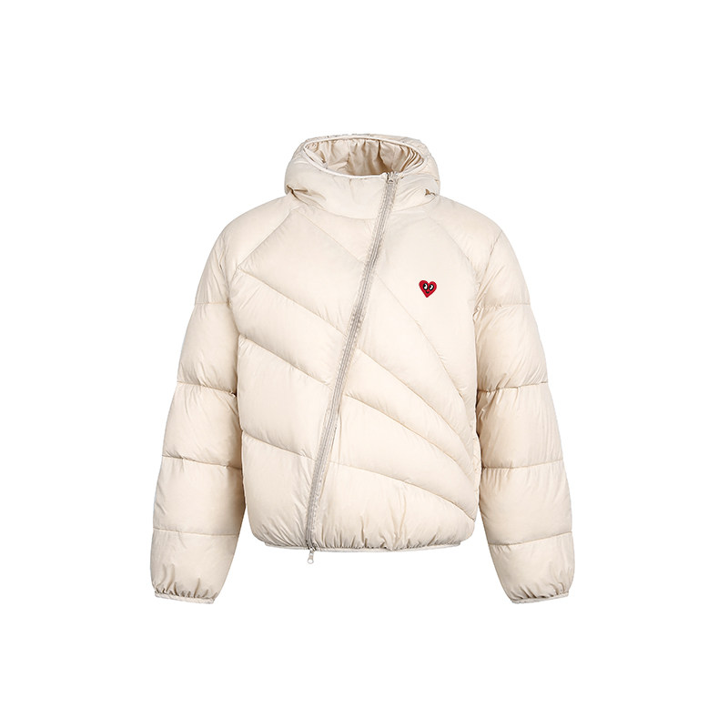 查尔斯桃心连帽短款斜拉链羽绒服男女宽松90白鸭绒面包服保暖外套