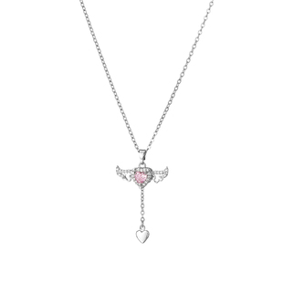 天使翅膀爱心项链女款丘比特之心轻奢小众学生党闺蜜儿童礼物配饰