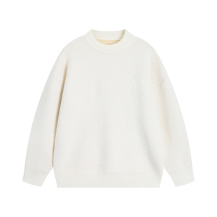 白色毛衣男款冬季2025新款宽松软糯套头打底衫高端纯色针织衫上衣