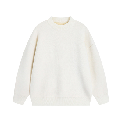 白色毛衣男款冬季2025新款宽松软糯套头打底衫高端纯色针织衫上衣