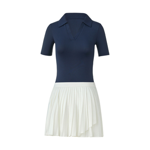 韩版高尔夫女装POLO衫短袖T恤百褶裙套装网球羽毛球防走光短裙裤