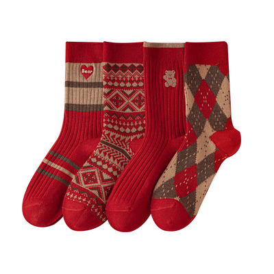 羊绒袜子礼盒大红袜冬季