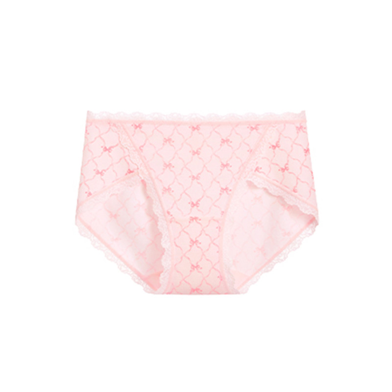 【新品】ubras莫代尔少女内裤蕾丝印花纯棉加长底裆女低腰三角裤