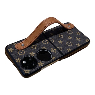适用于华为p50pocket手机壳pocket2保护套折叠屏华为pockets保护外壳斜跨挂绳腕带四叶草皮质耐脏防摔