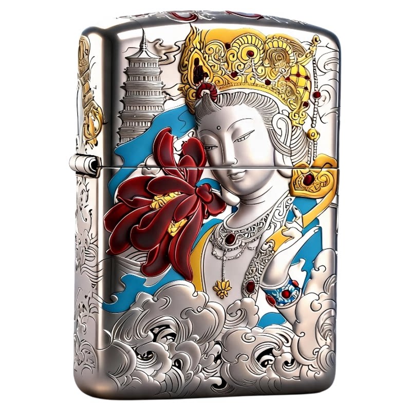 zippo普贤如意吉象珐琅彩盔甲机