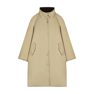 solighter加厚90白鸭绒风衣式羽绒服2025冬季新款复古撞色领外套