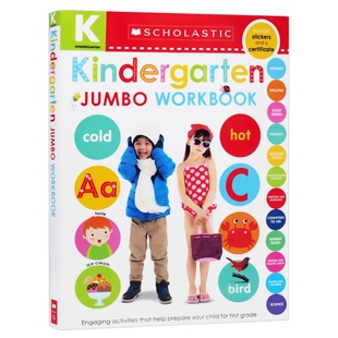 幼儿园练习册 英文原版 Scholastic Jumbo Workbook Kindergarten 幼儿启蒙字母单词认知学习 学乐英语系列 附贴纸 正版进口书籍