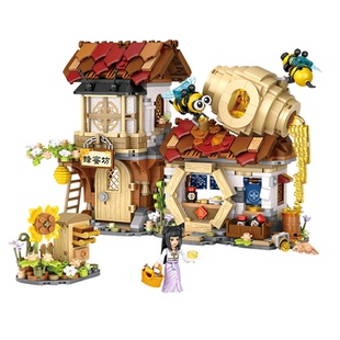 LOZ俐智蜜蜂坊折叠中华街街景国潮小颗粒拼装积木玩具组装礼物