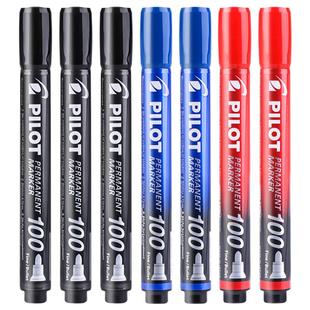 日本PILOT百乐圆头黑色油性记号笔SCA100防水不掉色快递大头箱头笔1.0mm签名海报速干不可擦粗头马克笔红蓝色