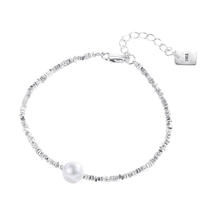 新款碎银几两珍珠手链s925纯银碎银子项链七夕情人节礼物送女友