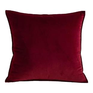 『丝绒』酒红色抱枕正方形枕套简约轻奢美式金色粉色定制枕芯靠枕