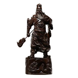 黑檀木雕武财神关公像摆件大号神像办公室客厅实木雕刻关羽关二爷