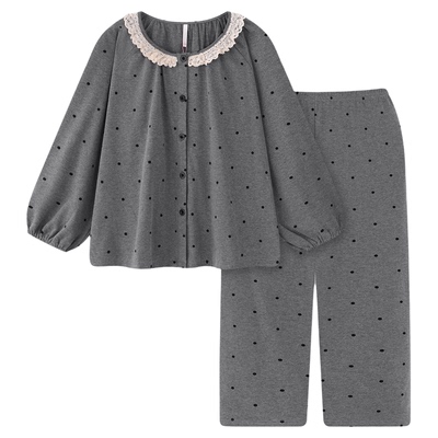 100棉睡衣女春秋款长袖纯棉