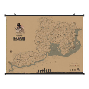 荒野大镖客2游戏海报卷轴画 大表哥救赎2周边地图挂画装饰画现货