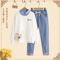 Белый демисезонный комплект, светлые осенние штаны