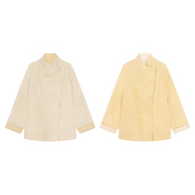 邱莹莹HELA AOMI “双面穿.鹅黄暖阳”绵羊毛95%+骆驼绒大衣