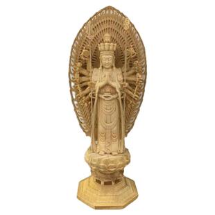 进口桧木雕千眼千臂观世音菩萨人物佛像摆件家居佛堂供奉装饰实木