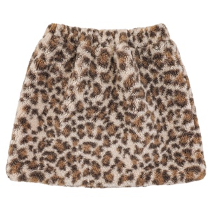 幼悠女童2025冬季新款摩登豹纹甜酷复古毛绒轻暖半裙时尚可爱裙子