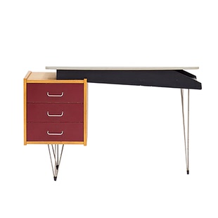 丹麦中古风樱桃木书桌书房复古柚木家用抽屉高颜值写字台拼色办公