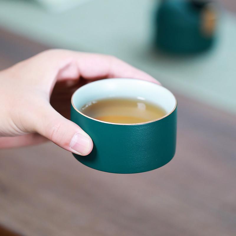 日式快客杯一壶一杯旅行茶具套装陶瓷户外便携式收纳包单人泡茶杯