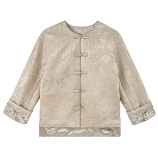 JKJS【蜀溪春】肌理提花短款外套春秋新中式国风女装2025新款上衣