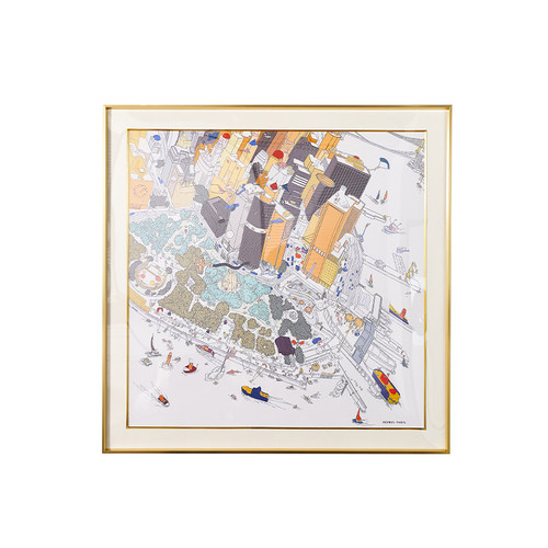 绝版丝巾画若奈壁画自由岛客厅餐厅大幅现代装饰画超大方形挂画