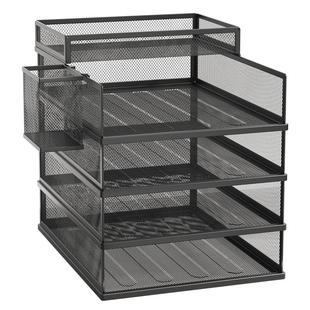 A4桌面文件架文件框办公桌置物架多层文件收纳架办公室文件放置架书架书立档案金属资料架子文具办公用品大全