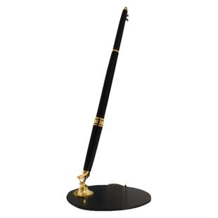 重手感金属台笔定制吧台粘桌中性笔带线防丢签约笔固定会议签字笔