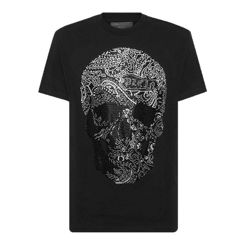 PHILIPP PLEIN 潮流佩斯利骷髅圆领短袖T恤