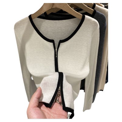 拉链针织衫开衫女2025新款春秋打底衫春装内搭可外穿上衣毛衣外套