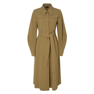 IDPAN女装美拉德穿搭收腰显瘦系带商场同款设计感长袖衬衫连衣裙