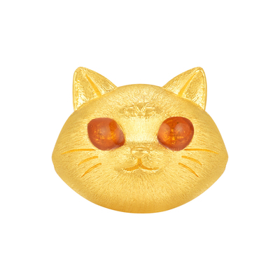 明牌珠宝金曜灵猫古法黄金串珠 新中式足金猫咪编绳转运珠AFE0074