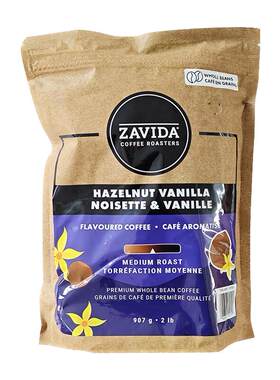 【自营】ZAVIDA榛子香草风味中度烘焙咖啡豆907g 阿拉比卡咖啡豆