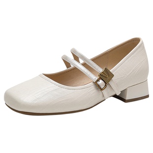 达芙妮玛丽珍鞋2026春季新款方头粗跟百搭舒适配裙子浅口单鞋女款