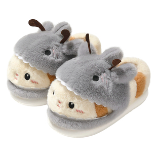 鲨bee棉拖鞋女款冬季居家趣味可爱鲨鱼蜜蜂毛毛绒情侣棉鞋男外穿