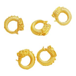18k包金保色哑金生肖龙环戒指圈缠绕指环戒圈diy耳钉隔珠饰品配件