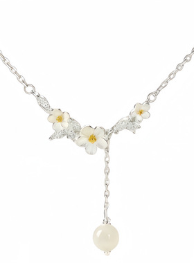 莫离银项链和田玉轻奢S999足银小饰众吊坠锁骨链生日礼物送女友