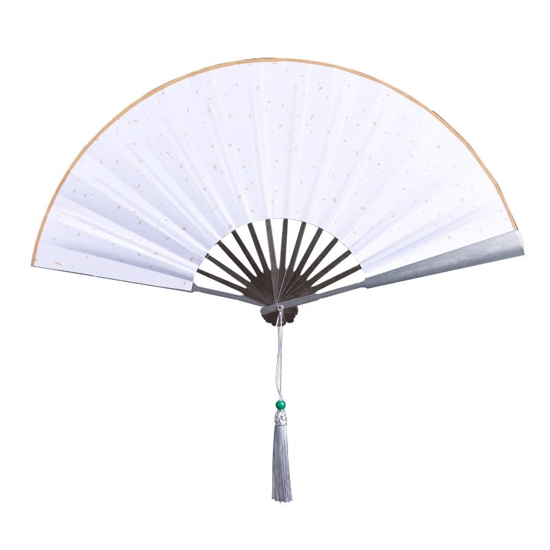 鋁合金扇子男金屬骨古典中國風功夫禮品鐵折扇夏漢服灑金定制絹扇