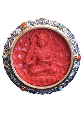 金田池朱砂925银壳本命年佛项链