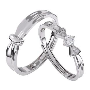 钟久久情侣对戒日与月辉纯银戒指女友情人节新年礼物定制钟爱协议