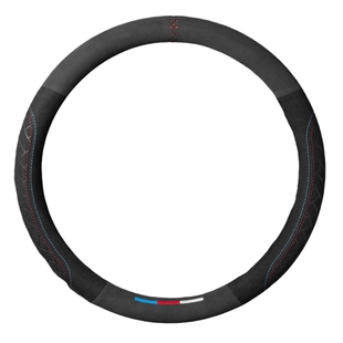 冬季保暖方向盘套超薄D型防滑短绒麂皮绒保护把套翻毛皮反毛通用