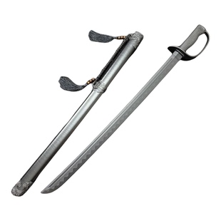 塑胶指挥军刀聚丙烯材质未开刃塑胶带锯齿边缘刀身防滑纹路道具