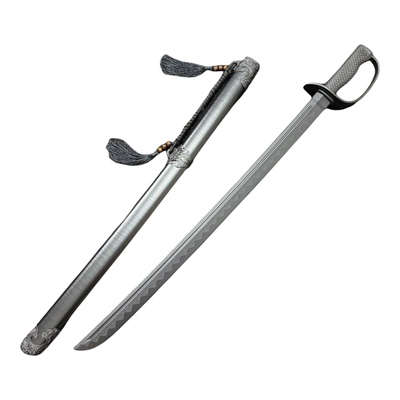 塑胶指挥军刀聚丙烯材质未开刃塑胶带锯齿边缘刀身防滑纹路道具