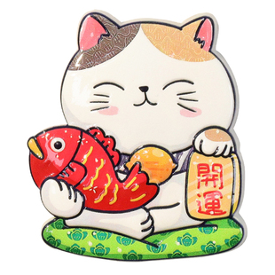 创意喜庆新年招财猫冰箱贴财运旺旺装饰磁吸防盗门发财吸铁石磁贴