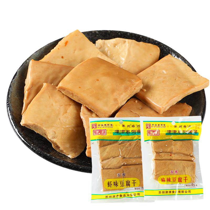 津津五香虾味豆干麻辣豆腐干苏州特产豆干休闲零食小吃冷盘300g
