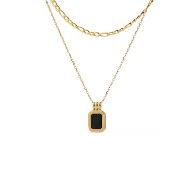 aviho设计感双层黑色项链