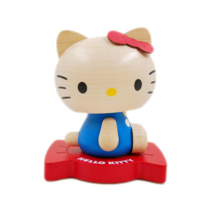 台湾jeancard实木质摆件车载摇头公仔弹簧可爱kitty美乐蒂布丁狗