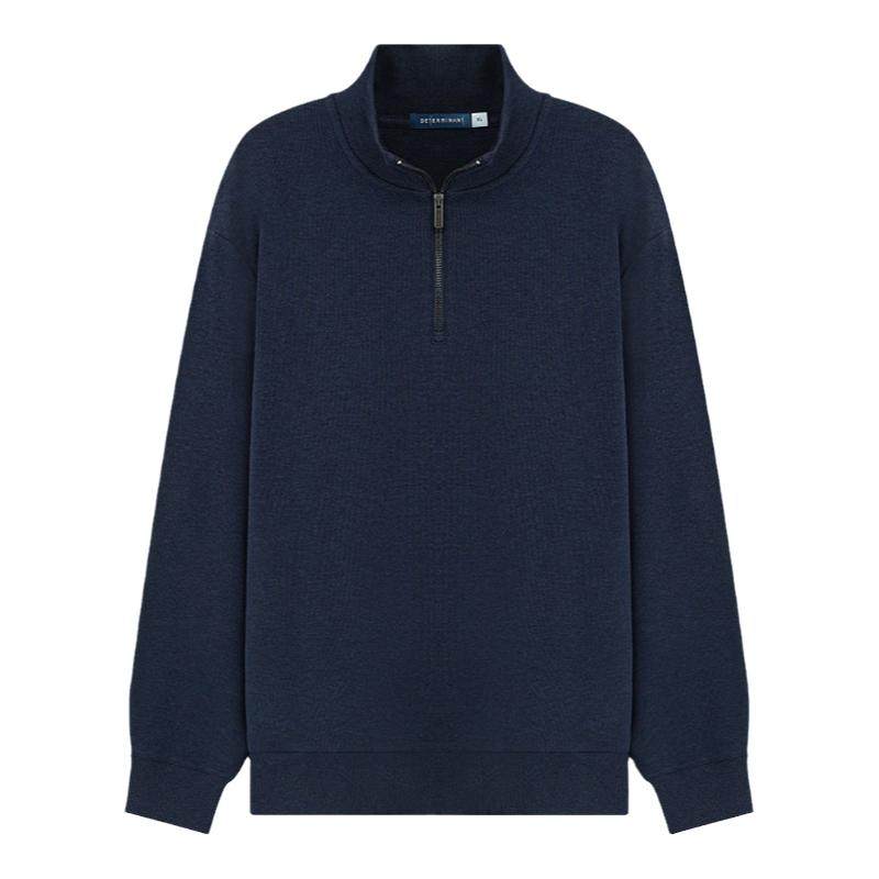 【美利奴羊毛】十如仕法式罗纹半拉链复古风羊毛衫男针织卫衣FS08