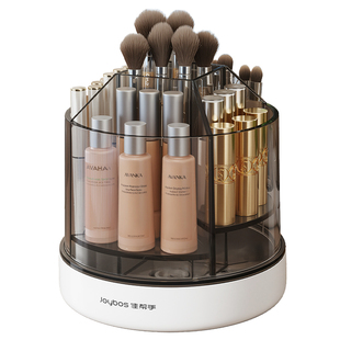 佳帮手大容量可旋转化妆刷收纳筒透明带盖防尘桌面口红高级整理盒