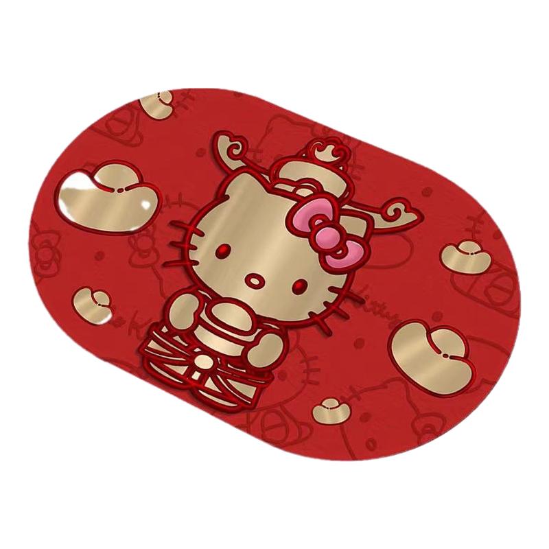 可爱Kitty浴室地垫新年硅藻泥地垫卫生间门口吸水脚垫玄关门垫